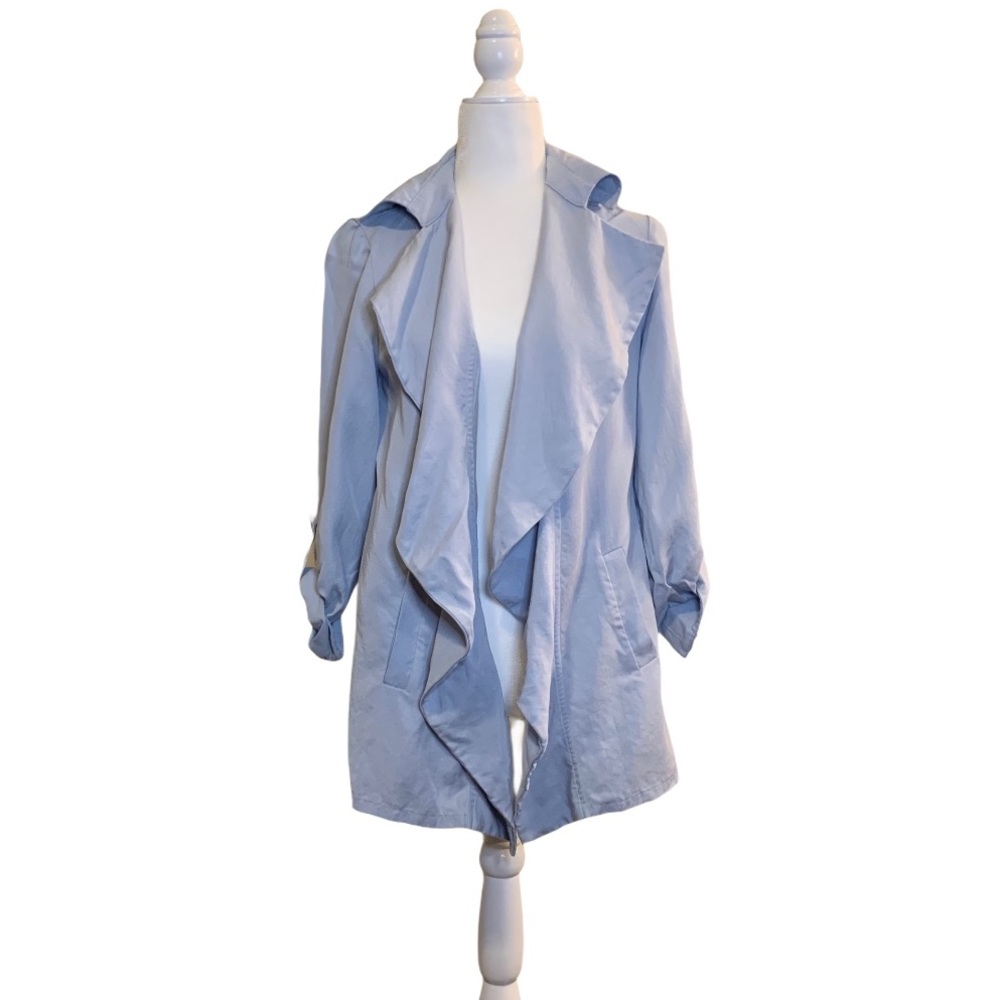 Chico’s Baby Blue Soft Ruffle Jacket 0
